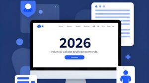 Футуристическая концепция интерфейса для промышленных сайтов 2026 года от студии 06547 в современном стиле