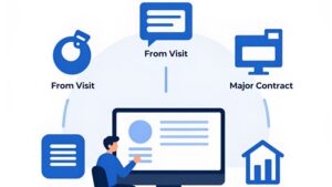 Метафорическая иллюстрация процесса конверсии B2B сайта в крупный контракт от студии 06547